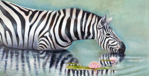 Zebra in the Lake (print)